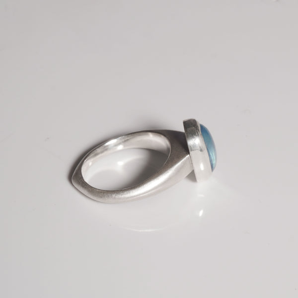 sterling silver chunky aquamarine ring