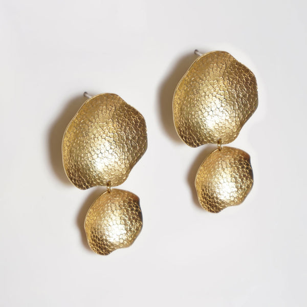 Brass double drop earrings
