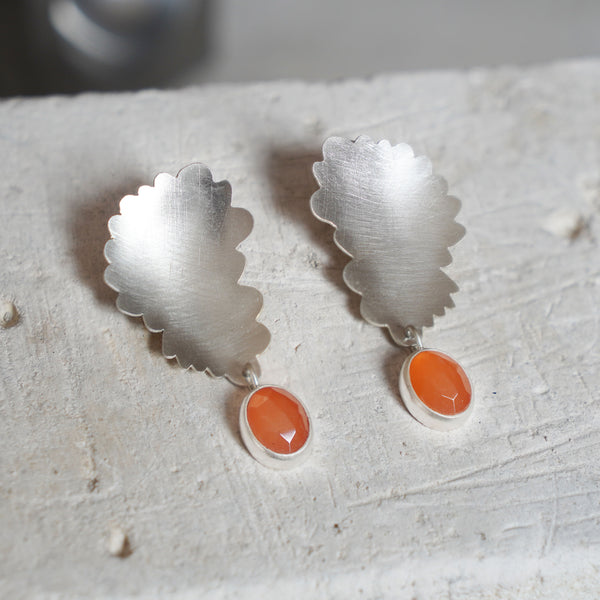 Carnelian flower drop earrings